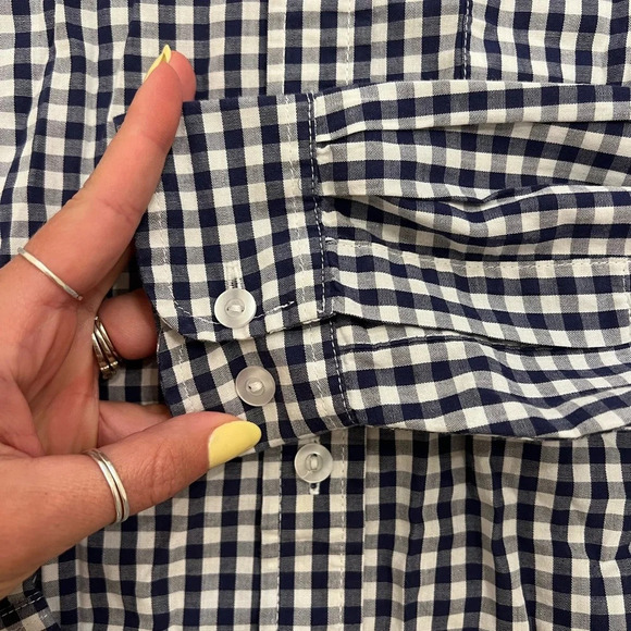 Bella Bliss Navy Soft Check Button Down Collared Shirt - Picture 3 of 7
